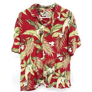 Paradise Found Shirt Mens XL Floral Hawaiian Rayon Button Up Made in Hawaii
